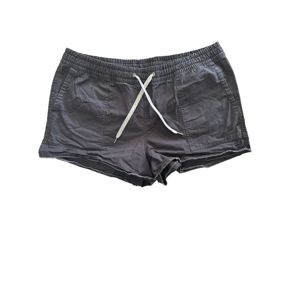 Vuori Women's Vintage Ripstop Shorts Size L Charcoal Gray Raw Hem Drawstring - Picture 3 of 9